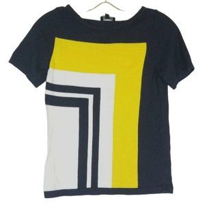 THE LIMITED Lightweight Sweater Knit Top Color Block Graphic Mod Women's size XS